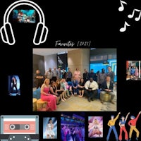 a collage of people with headphones and music