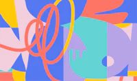 a colorful abstract illustration of a hand and a heart