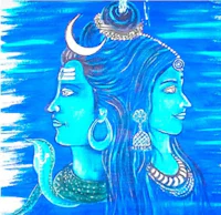 a painting of lord shiva and lord ganesha