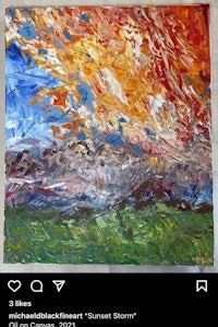 an instagram photo of an oil painting of a sunset