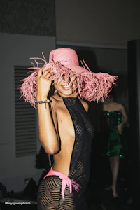 a woman wearing a hat