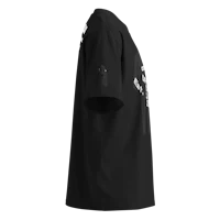 a black t - shirt with a white logo on it