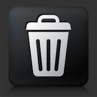 a trash can icon on a black background