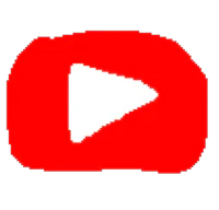 a red and white youtube icon on a black background
