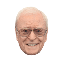 a face mask of an older man wearing glasses