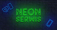 neon serwis sign on a brick wall