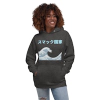 a women's hoodie with a japanese wave on it