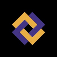 a purple and yellow square on a black background