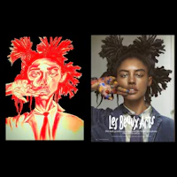 two pictures of a woman with dreadlocks and a picture of a woman with dreadlocks
