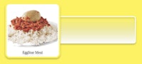 a picture of an egg star meal with rice and meat on a yellow background