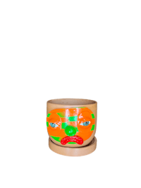 a pot with a face painted on it
