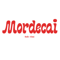 the logo for mordecai radio on a black background