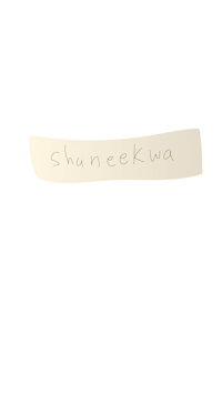 a gold ribbon with the word shanekawa written on it