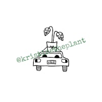a drawing of a car with a plant in it