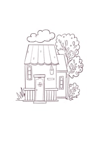 a hand drawn illustration of a house