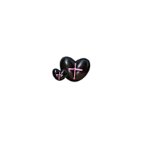 a black heart with a pink cross on it