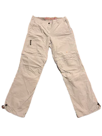 a pair of white pants on a black background