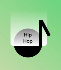 hip hop icon with music notes on a green background