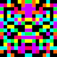 a colorful pixel pattern on a black background