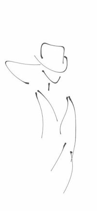 a line drawing of a man in a hat