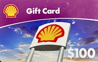 a shell gift card with a blue sky behind it