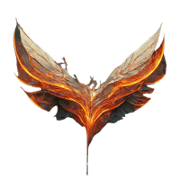 a dragon with flames on it's wings