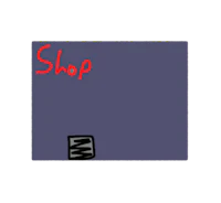 a black screen with the word shop written on it