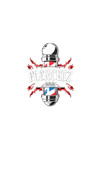 the logo for flexcutz barbershop on a black background
