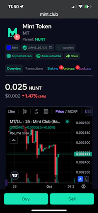 a screenshot of the mint token app on an iphone