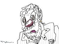 a drawing of a clown in a suit