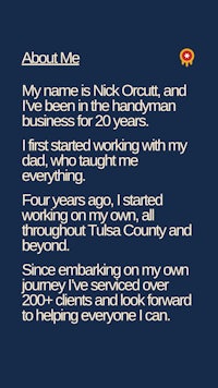 my name is nick crotty and i have been a handyman for over 20 years