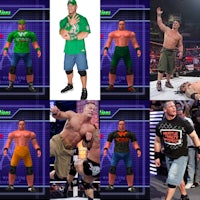 a collage of different wrestlers in different outfits