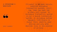 an orange background with a quote about privacy in an open society