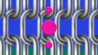 a picture of a chain with a pink dot in the middle