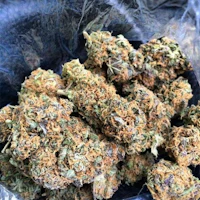 a bunch of marijuana in a bag on a table