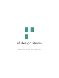 the logo for ef design studio architecture & interiors
