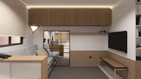 a small living room with a couch and tv