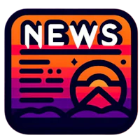 a news icon with an orange and purple background