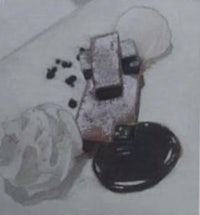 a painting of ice cream and chocolate on a table