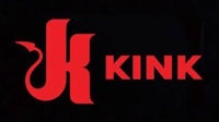 the k kink logo on a black background