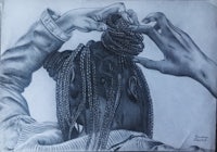 a drawing of a woman with braids on her head
