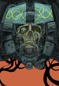 an illustration of a skeleton in a helmet