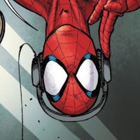 a spider - man wearing headphones and listening to music