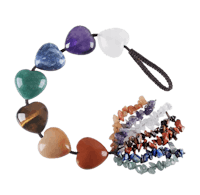 a heart shaped necklace with different colored stones