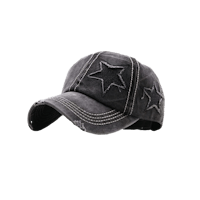 distressed star baseball cap - black l mobile