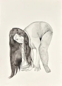 a drawing of a woman with long hair