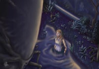 an illustration of a girl standing in the water