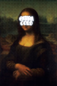a painting of a mona lisa with the words mona lisa on it