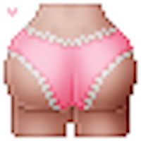 a pixelated image of a woman in a pink bikini