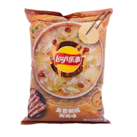 a bag of lyle's chicken soup with chopsticks